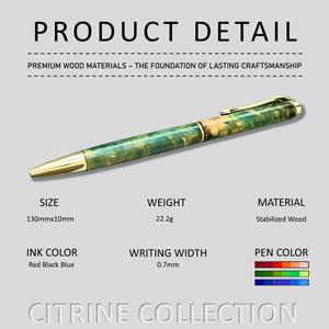 Bolígrafos hechos a mano de alta calidad de madera estabilizada de lujo, bolígrafo giratorio de 0,7mm con colección de citrino para regalos promocionales - Product Image 3