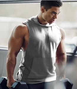 High Quality Lightweight <b>Sleeveless</b> Classic Fit Pull Over <b>Hoody</b> for <b>Men's</b> Gym Wear - Product Image 4