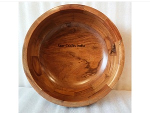 Madera de Acacia natural con esmalte impreso dentro del cuenco, venta al por mayor, cuenco para servir ensaladas, cuenco indio de arroz y sopa de tamaño personalizado - Product Image 2