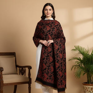 Ethnic Kullu Handloom Wool Shawl with Rich Traditional Design 80x40 Inch Soft & Warm for Everyday and Travel Wear at Low Price - Product Image 1