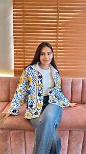 Chaqueta Suzani de Punto de Algodón Acolchada y Bordada Multicolor, Estilo Bohemio, con Ribete Tailandés, Clásica, Vintage, para Otoño e Invierno - Product Image 6