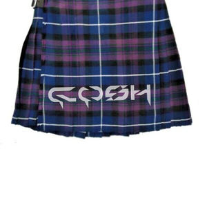 Kilt à carreaux bleus pour hommes, tartan, traditionnel écossais, 5 verges, laine acrylique ajustable, fabriqué à la main par le fabricant COSH - Product Image 4