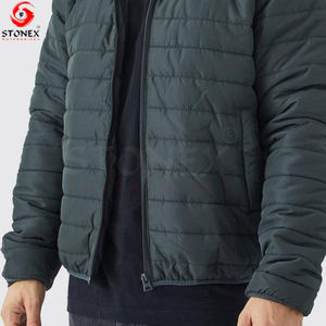 Veste matelassée d'hiver de créateur pour hommes Manteau matelassé imperméable à bulles en nylon denim personnalisé pour l'extérieur - Product Image 3