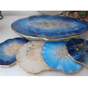 Juego de posavasos artesanales de epoxi para mesa de café, decoración del hogar, arte en epoxi, posavasos redondos para bebidas, para bar, cocina, regalo de inauguración, decoración del hogar. - Product Image 2