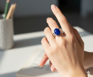 แหวนพลอยลาพิส ลาซูลีสุดหรู พร้อมเอฟเฟกต์ดาวธรรมชาติ สำหรับเครื่องประดับระดับไฮเอนด์และคนรักแฟชั่นสำหรับงานปาร์ตี้ - Product Image 4