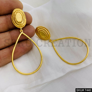 Gold Plated Drop and Dangle Stylish Handmade Earring for Women and Girls Brass Bangle <b>Jewelry</b> Resin Brass Bangle Use - Product Image 3