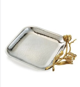 Juegos de bandejas de metal de color dorado para servir artículos de cocina, plato para servir alimentos, bandeja para servir de aluminio con recubrimiento de polvo dorado de peso pesado - Product Image 3