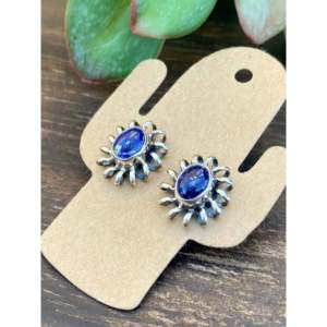 Navajo Handmade Lapis & Sterling Silver <b>Post</b> <b>Earrings</b> Cultural Collectible Jewelry - Product Image 3