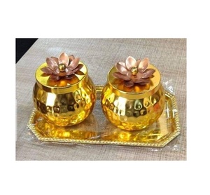 Juego de 2 tarros de fruta seca dorados hechos a mano puros de diseño estándar con constainer dorado para tarros de fruta seca - Product Image 6