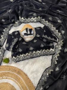 Nueva llegada último traje de moda puro suave Zimmy Choo seda Saree con bordado 3mm secuencia Trabajo Mujer moda exportador - Product Image 6