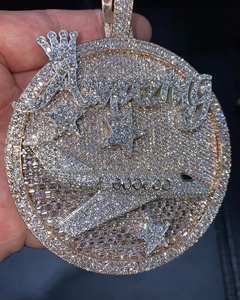 Chaîne de pendentif boule 3D personnalisée pour hommes avec bijoux en bus brillant VVS Moissanite Pass Diamond Tester Breloque plaquée glace - Product Image 1