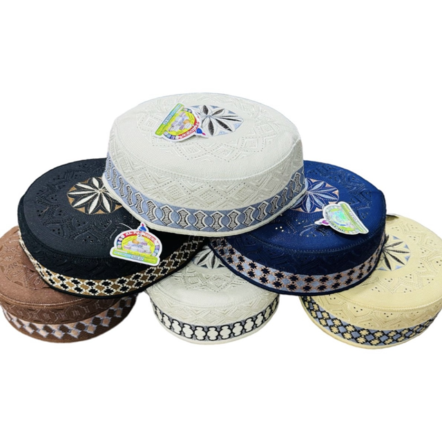 Muslim Prayer Kufi Hat 100% Cotton Striped Design All Seasons Casual Headwear