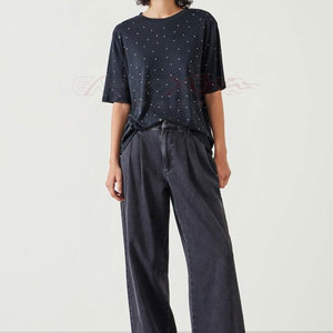 Camiseta Elegante para Mujer con Pedrería, Diseño Brillante, Algodón Suave, para Fiestas, Proveedor OEM - Product Image 3