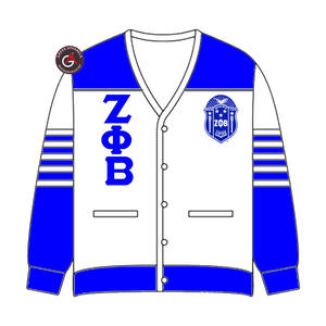 Cárdigans Acrílicos para Mujer con Bordado Zeta Phi Beta Finer |   Suéter Cárdigan Personalizado Bordado de la Hermandad ZOB para Mujer - Product Image 1
