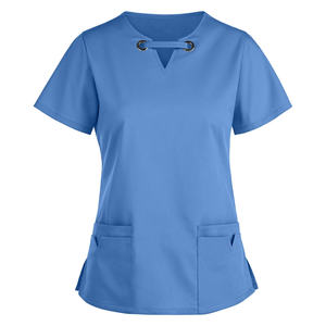 Precio de fábrica Uniforme de mujer Cuello en V Elegante Top Enfermera Logotipo personalizado Tamaños Médico Hospital Clínica Laboratorio Venta al por mayor Conjuntos de fregado - Product Image 4