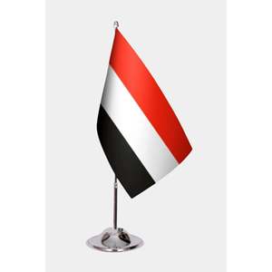 Drapeaux de bureau du Yémen avec logo personnalisé, 3x5 pieds, en polyester, imprimés numériquement, avec mât en aluminium pour la décoration - Product Image 1