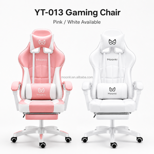 เก้าอี้เกมมิ่งปรับระดับได้สีชมพูพร้อมที่วางเท้า เก้าอี้คอมพิวเตอร์สำหรับเกมเมอร์ในห้องนอน - Product Image 3