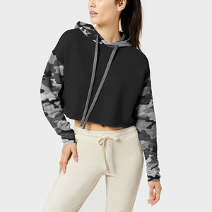 Venta caliente Logotipo personalizado Impresión Peso ligero Mejor diseño Mujeres Crop Hoodies Casual Mujeres Crop Top Hoodie - Product Image 1