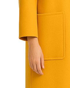 Abrigo Largo Minimalista de Lana para Mujer, Frente Abierto, Abrigo de Invierno con Bolsillos Grandes en Color Amarillo Mostaza, Ropa de Moda OEM - Product Image 6