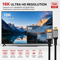 Câble 2.2 Ultra HD 16K 60Hz 96 Gbps à haute vitesse, blindage combiné en nylon tressé, pour moniteur et projecteur OEM