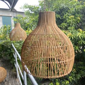 Abat-jour rond et deux couches en rotin, lampe suspendue, lumière moderne et abat-jour d'extérieur - Product Image 1