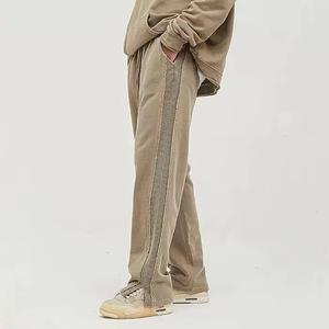 Custom Elastic Waist Stacked Wide Leg French Terry <b>Track</b> <b>Pants</b> Jogging Sweatpants for Men Flare Straight Leg Baggy Waterproof - Product Image 4