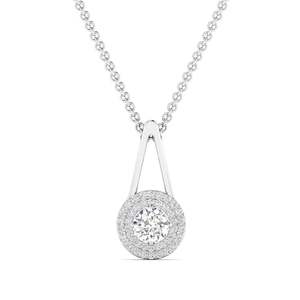 Dainty Round Cut Diamond Halo Solitaire Pendant 0.50 Ct F Color VS Clarity Lab Grown Diamond <b>In</b> 14K Gold Daily Wear Gift - Product Image 2