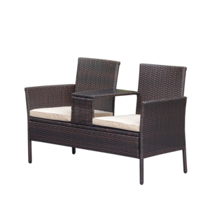 CR00020 Banc de jardin moderne en acier 2 places avec table marron pour patio extérieur ou chambre à coucher fabriqué au Vietnam - Product Image 3