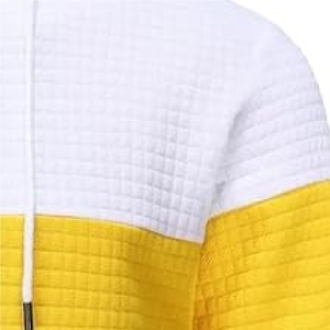 Sweat à capuche athlétique de performance haut de gamme, blanc épais, entièrement blanc, avec capuche jaune canari vif - Product Image 4