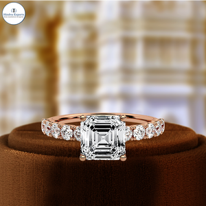 Bague de fiançailles solitaire en diamant de laboratoire de taille Asscher 1CT, certifiée IGI, bague de mariage en or jaune 14 carats pour cadeau d'anniversaire - Product Image 1