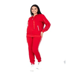 Survêtements pour hommes avec fermeture éclair contrastée à deux tons, style de rue vierge avec sweats à capuche, survêtement ajusté de jogging pour femmes - Product Image 3