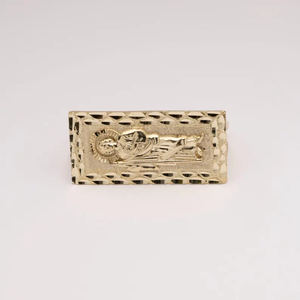 แหวนนักบุญยูดาแบบนักเก็ต ดีไซน์สองนิ้ว ชุบทองคำแท้ 10k สีเหลืองทอง สำหรับเครื่องประดับแฟชั่นผู้ชาย - Product Image 5