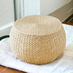 Top Natural Home Furniture and Decoration Rattan Wicker Ottoman Pouf Stool Oval With Cushion Bone Inlay Console - Product Image 5