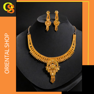 ชุดต่างหูสร้อยคอพร้อมต่างหูชุบทอง22K ชุดเครื่องประดับชุดสร้อยคอต่างหู - Product Image 2