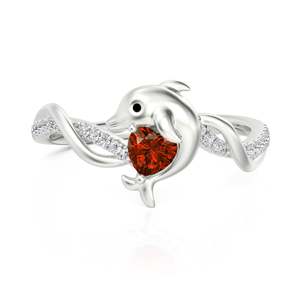 แหวน Jeulia Hug Me Twist Dolphin ชุบทอง 18K แหวนแฟชั่นประดับหินประจำเดือนเกิดรูปหัวใจแบบกำหนดเองได้ - Product Image 2