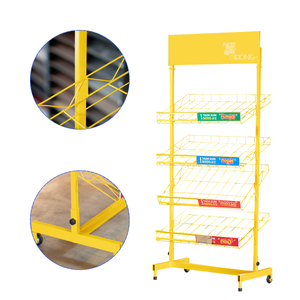 ADONG 4-Tier Snack Display Stand | Single-Sided <b>Metal</b> Shelves for Supermarket Product Storage | OEM/ODM - Product Image 1