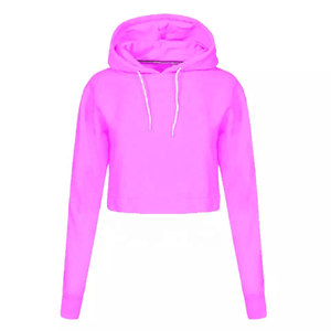 เสื้อฮู้ดดี้ผู้หญิงแขนยาว สีพื้น เป็นมิตรกับสิ่งแวดล้อม ปรับแต่งได้ มีเชือกผูก คอวี ผ้าฟลีซ อุ่นสบาย สไตล์สตรีทแวร์ ฮิปฮอป สำหรับฤดูหนาว แบบสั้น - Product Image 6