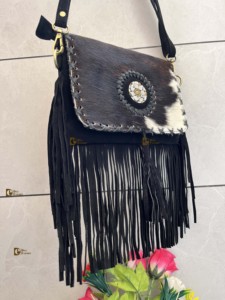 Nouveau designer femmes sacs à main sacs à main sac à bandoulière cuir de vachette cheveux sur la peau sac fait main - Product Image 2