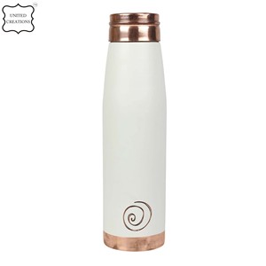 Bouteille en cuivre blanc ordinaire bouteille d'eau en cuivre pur martelé bouteille en cuivre pur pour le yoga avantages pour la santé avec étanche - Product Image 2