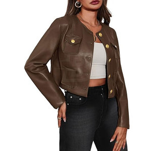 Chaqueta de cuero para mujer de último estilo, precio al por mayor, chaqueta de cuero para mujer, chaqueta de cuero más vendida, invierno de poliéster de alta calidad - Product Image 3