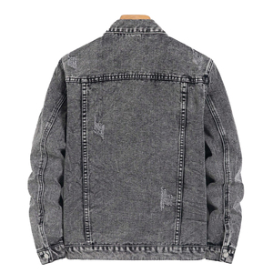 Veste en jean personnalisée pour hommes, élégante et décontractée de haute qualité avec poches latérales Veste en jean bleu clair pour hommes - Product Image 2