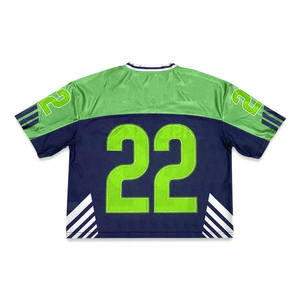 เสื้อฟุตบอลอเมริกันพิมพ์ลายตาข่ายพิมพ์ซับลิเมชันชุดสตรีทแวร์เสื้อครอปไซส์ใหญ่พิเศษออกแบบได้ตามต้องการ - Product Image 6