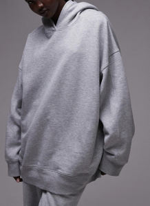 Nouveau design vêtements d'hiver 100% coton polaire couleur unie respirant surdimensionné pull goutte épaule poids lourd sweats à capuche pour femmes - Product Image 6