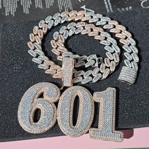 Colgante personalizado de plata de ley 925 con diamante moissanita MSL3 601, joyería hip hop con incrustaciones de diamantes, regalo de lujo de dos tonos para hombres y mujeres con cadena. - Product Image 3