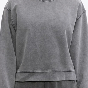 Proveedor profesional de fábrica Sudadera de lana de algodón lavado con ácido de manga larga para mujer Nuevos estilos para el invierno - Product Image 6