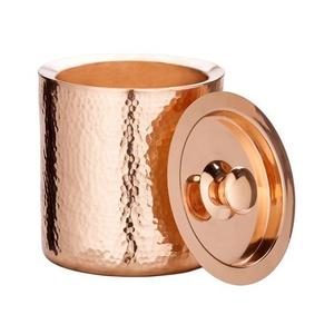 Seau à glace en cuivre de conception merveilleuse avec support en fer seau à glace de forme ronde de taille personnalisée de fabrication en Inde - Product Image 2