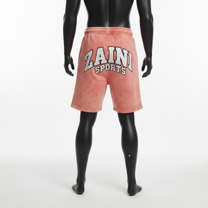 Felpa de algodón cepillado de 300 GSM, lavado ácido, corta, color rosa melocotón, con franja de diamantes de imitación y estampado de logotipo personalizado. - Product Image 2