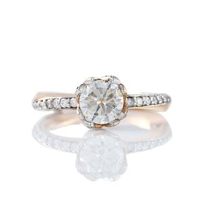 Nouveau Design Art Déco 1CT Round Cut Moissanite Diamond Bague de fiançailles de mariage deux tons pour les femmes - Product Image 1