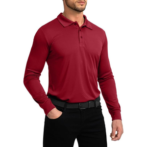 Poliéster de manga corta personalizado de alta calidad para hombre para camiseta de polo Estilo informal de verano con tela de lona de patrón sólido - Product Image 1