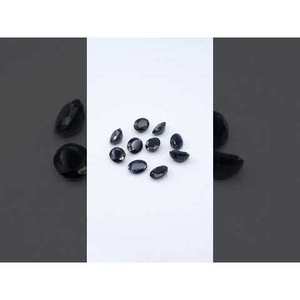 Saphirs noirs naturels non traités, ovales et en forme de poire, 5x7mm et 6x8mm, taille facettée calibrée, hauteur 8mm - Product Image 3